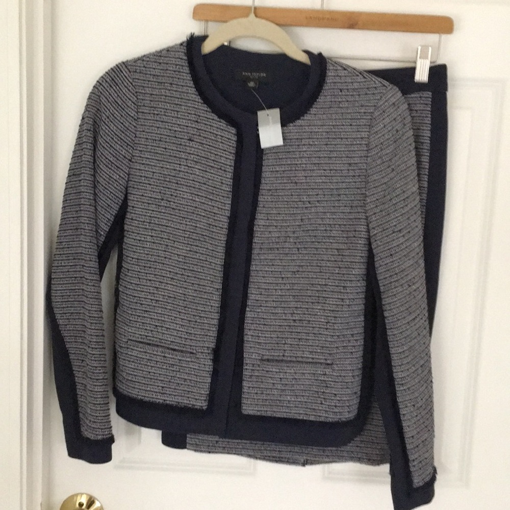 Blue tweed Ann Taylor skirt suit